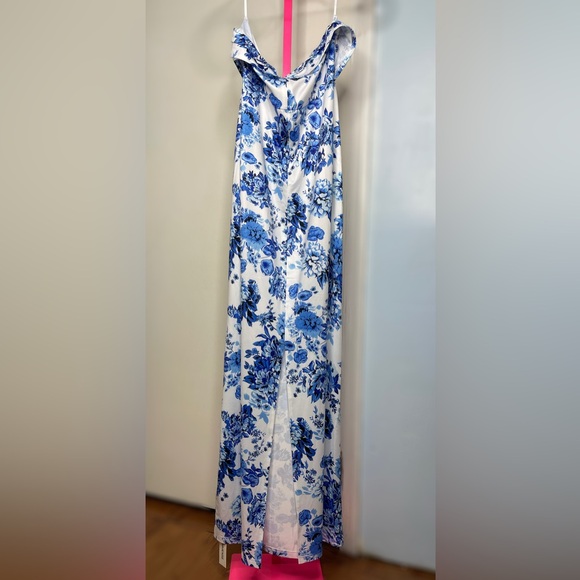 Commense Multi Floral Split Blue Long Dress size XL - Picture 3 of 4